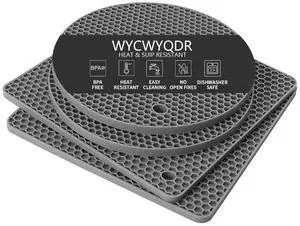 WYCWYQDR Silicone Trivet Mats, 4 Pack Trivets for Hot Dishes and Pans, Heat Resistant Non-Slip Trivet for Kitchen Countertop, Easy to Clean(Gray) WYCWYQDR Silicone Trivet Mats, 4 Pack Trivets for Hot Dishes and Pans, Heat Resistant Non-Slip Trivet for Kitchen Countertop, Easy to Clean(Gray)