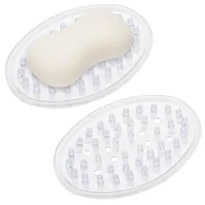 2 Pieces Plastic Soap Dish Clear Bar Holder Tray Self Draining Soap Saver with Holes Soap Container for Bathroom Counter, Kitchen 2 Pieces Plastic Soap Dish Clear Bar Holder Tray Self Draining Soap Saver with Holes Soap Container for Bathroom Counter, Kitchen