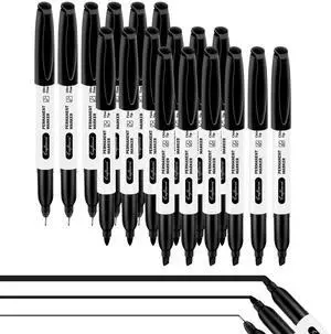 craftinova Permanent Markers 18 Set, 6 Fine Tip, 6 Ultra Fine, 6 Chisel Tip Black Markers Work on Metal Wood Glass, Waterproof, Quick Drying, Fade Resistant, Perfect for School Office craftinova Permanent Markers 18 Set, 6 Fine Tip, 6 Ultra Fine, 6 Chisel Tip Black Markers Work on Metal Wood Glass, Waterproof, Quick Drying, Fade Resistant, Perfect for School Office