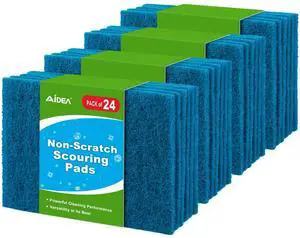 AIDEA Non-Scratch Scouring Pads, Dish Scrubber Pads for Household and Kitchen, Multipurpose Scour Pads for Cleaning, 24 Pack, 5.5in*3.5in AIDEA Non-Scratch Scouring Pads, Dish Scrubber Pads for Household and Kitchen, Multipurpose Scour Pads for Cleaning, 24 Pack, 5.5in*3.5in