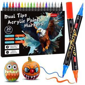 Acrylic Paint Pens Markers, 20 Colors Dual Tips Waterproof Paint Markers For Rock Painting, Fabric, Metal, Glass, Wood, Canvas, Ceramic, Plastic, Non-Toxic & Odor, Premium Art And DIY Craft Supplies Acrylic Paint Pens Markers, 20 Colors Dual Tips Waterproof Paint Markers For Rock Painting, Fabric, Metal, Glass, Wood, Canvas, Ceramic, Plastic, Non-Toxic & Odor, Premium Art And DIY Craft Supplies