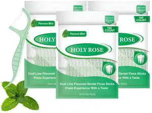 Holy Rose Twin Line Dental Floss Picks - 300 Count, for Adults Flossers Holy Rose Twin Line Dental Floss Picks - 300 Count, for Adults Flossers
