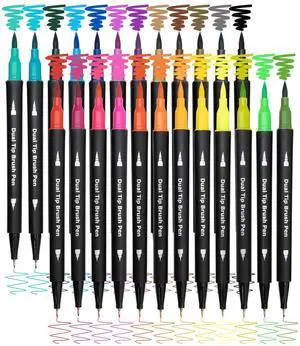 Piochoo Dual Brush Marker Pens,24 Colored Markers,Fine Point and Brush Tip for Adult Coloring Books Bullet Journals Planners,Note Taking Coloring Writing Piochoo Dual Brush Marker Pens,24 Colored Markers,Fine Point and Brush Tip for Adult Coloring Books Bullet Journals Planners,Note Taking Coloring Writing