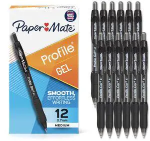 Paper Mate Profile Gel Pens, Retractable, Medium Point (0.7mm), Black Ink, 12 Count - Office Supplies, Writing, Note-Taking Paper Mate Profile Gel Pens, Retractable, Medium Point (0.7mm), Black Ink, 12 Count - Office Supplies, Writing, Note-Taking