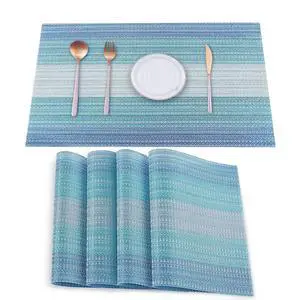 Placemats Set of 4,Vinyl Table Place Mats Stain Resistant Foldable Placemats Washable Wipeable Placemat for Kitchen Dining Table Decoration Indoor OutdoorBlue Placemats Set of 4,Vinyl Table Place Mats Stain Resistant Foldable Placemats Washable Wipeable Placemat for Kitchen Dining Table Decoration Indoor OutdoorBlue