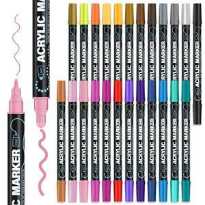 REALZEVA Acrylic Paint Markers, 24 Colors Dual Tip Acrylic Paint Pens for Rock Painting, Fabric, Wood, Canvas, Stone, Glass, Scrapbook, DIY Crafts & Art Supplies - Card Making Supplies. REALZEVA Acrylic Paint Markers, 24 Colors Dual Tip Acrylic Paint Pens for Rock Painting, Fabric, Wood, Canvas, Stone, Glass, Scrapbook, DIY Crafts & Art Supplies - Card Making Supplies.