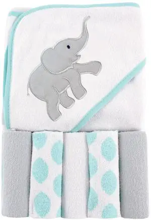 Luvable Friends Unisex Baby Hooded Towel with Five Washcloths, Cotton,Polyester,Ikat Elephant, One Size Luvable Friends Unisex Baby Hooded Towel with Five Washcloths, Cotton,Polyester,Ikat Elephant, One Size
