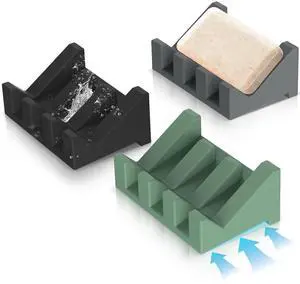 Silicone Self Draining Soap Holder Set, 3 Soap Dishes for Bar Soap, Drying Keep Soap Clean Silicone Self Draining Soap Holder Set, 3 Soap Dishes for Bar Soap, Drying Keep Soap Clean