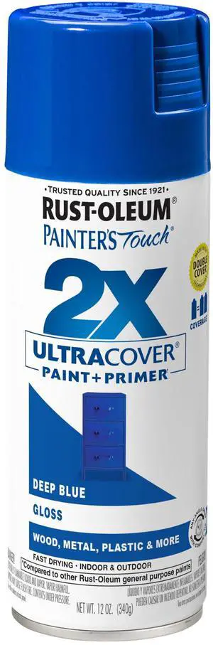 Rust-Oleum 249114 Painter's Touch 2X Ultra Cover Spray Paint, 12 oz, Gloss Deep Blue Rust-Oleum 249114 Painter's Touch 2X Ultra Cover Spray Paint, 12 oz, Gloss Deep Blue