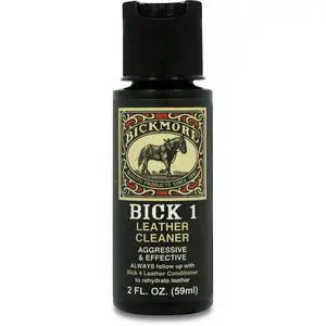 Bickmore Bick 1 Leather Cleaner 2 oz - Clean Dirt, Oil, Sweat, Salt, and Water Stains from all Colored, White, and Black Leather Bickmore Bick 1 Leather Cleaner 2 oz - Clean Dirt, Oil, Sweat, Salt, and Water Stains from all Colored, White, and Black Leather