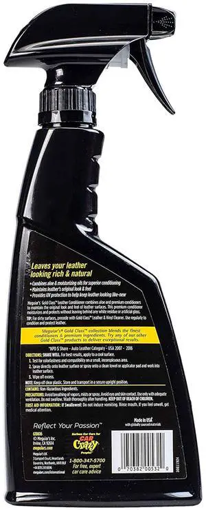 Meguiar's Gold Class Leather Conditioner Spray - Premium Car Leather Conditioner - Protect Your Car's Seats from Cracking, Fading and Drying Out - Keep It Looking and Feeling New, 16 Oz Meguiar's Gold Class Leather Conditioner Spray - Premium Car Leather Conditioner - Protect Your Car's Seats from Cracking, Fading and Drying Out - Keep It Looking and Feeling New, 16 Oz