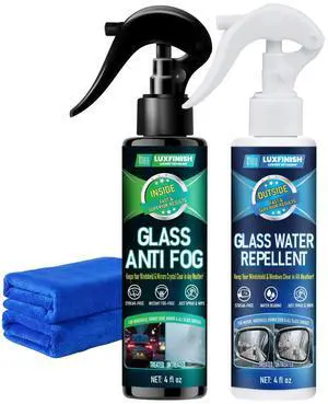 LUXFINISH Water Repellent & Anti-Fog Spray | Quick Interior & Exterior Car Glass Bundle for Long-Lasting Clear Vision | Hydrophobic Coating for Windshield Windows Mirrors Glasses Helmets & Swim Masks LUXFINISH Water Repellent & Anti-Fog Spray | Quick Interior & Exterior Car Glass Bundle for Long-Lasting Clear Vision | Hydrophobic Coating for Windshield Windows Mirrors Glasses Helmets & Swim Masks