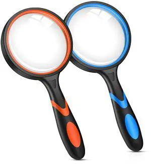 2PCS Upgrade 10X Magnifying Glass, Large Handheld Magnifier Magnafying. Glasses for Kids/Seniors Reading, 3 Inch Shatterproof Lupa Magnify Glass Lens, Rubber Handle - for Observation 2PCS Upgrade 10X Magnifying Glass, Large Handheld Magnifier Magnafying. Glasses for Kids/Seniors Reading, 3 Inch Shatterproof Lupa Magnify Glass Lens, Rubber Handle - for Observation
