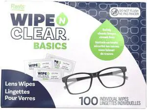 Flents Wipe N Clear Lens Wipes, 100 Count, Pre-Moistened Eyeglass Cleaner, Streak-Free, Individually Wrapped, Gentle Cleaning for Glasses & Sunglasses Flents Wipe N Clear Lens Wipes, 100 Count, Pre-Moistened Eyeglass Cleaner, Streak-Free, Individually Wrapped, Gentle Cleaning for Glasses & Sunglasses