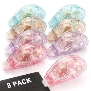 LONGKEY 8 Pack Scrapbook Tape Double Sided Tape Roller for Crafts, Adhesive Glue Tape Scrapbooking Supplies Journaling School Office Supplies for Kids and Adults LONGKEY 8 Pack Scrapbook Tape Double Sided Tape Roller for Crafts, Adhesive Glue Tape Scrapbooking Supplies Journaling School Office Supplies for Kids and Adults