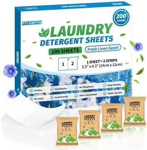 FIXSMITH Laundry Detergent Sheets - 200 Loads (100 Sheets) Fresh Linen Scent - Hypoallergenic,Eco Friendly Laundry Detergent Strips Ultra-Concentrated Travel Detergent Sheets.Plastic-Free,Liquidless FIXSMITH Laundry Detergent Sheets - 200 Loads (100 Sheets) Fresh Linen Scent - Hypoallergenic,Eco Friendly Laundry Detergent Strips Ultra-Concentrated Travel Detergent Sheets.Plastic-Free,Liquidless
