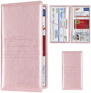TOURSUIT Car Registration and Insurance Card Holder, Vehicle License Document Glove Box Compartment Organizer, Interior Car Accessories for Women Men (Rose Gold) TOURSUIT Car Registration and Insurance Card Holder, Vehicle License Document Glove Box Compartment Organizer, Interior Car Accessories for Women Men (Rose Gold)