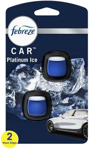 Febreze Car Air Freshener Vent Clip Platinum Ice Scent, .07 oz. Car Vent Clip, 2 Count Febreze Car Air Freshener Vent Clip Platinum Ice Scent, .07 oz. Car Vent Clip, 2 Count
