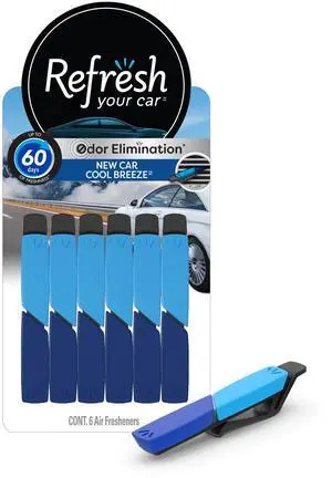Refresh Your Car Air Freshener Vent Sticks, New Car / Cool Breeze Scent, 6 Pack, Dual Scent Car Vent Sticks Refresh Your Car Air Freshener Vent Sticks, New Car / Cool Breeze Scent, 6 Pack, Dual Scent Car Vent Sticks