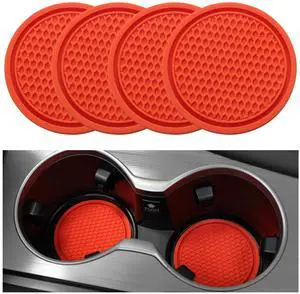 SINGARO Car Cup Coaster, 4PCS Universal Non-Slip Cup Holders Embedded in Ornaments Coaster, Car Interior Accessories, Lava Orange SINGARO Car Cup Coaster, 4PCS Universal Non-Slip Cup Holders Embedded in Ornaments Coaster, Car Interior Accessories, Lava Orange