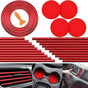 Frienda 25 Pack Universal Car Vent Trim Strips and Cup Mats Set 20 Pcs 16 Feet Air Conditioner Outlet Decor with Installation Tool 4 Pcs Non Slip Cup Holders Mats DIY Trim Accessories(Red) Frienda 25 Pack Universal Car Vent Trim Strips and Cup Mats Set 20 Pcs 16 Feet Air Conditioner Outlet Decor with Installation Tool 4 Pcs Non Slip Cup Holders Mats DIY Trim Accessories(Red)
