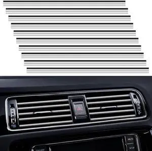 PYHLVCLF 20 Pieces Universal Car Air Conditioner Vent Trim Decoration Strip Accessories, Waterproof Flexible Shiny Auto Car Interior Accessories for All Air Vent Outlets PYHLVCLF 20 Pieces Universal Car Air Conditioner Vent Trim Decoration Strip Accessories, Waterproof Flexible Shiny Auto Car Interior Accessories for All Air Vent Outlets
