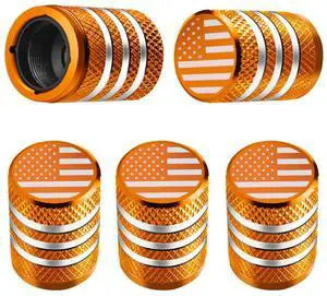 Tire Valve Stem Caps - (5 Pack) Tire Air Caps Metal with Plastic Liner Corrosion Resistant Leak-Proof American Flag for Car Truck Motorcycle Bike Orange Tire Valve Stem Caps - (5 Pack) Tire Air Caps Metal with Plastic Liner Corrosion Resistant Leak-Proof American Flag for Car Truck Motorcycle Bike Orange