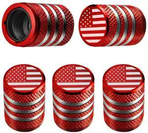 Tire Valve Stem Cap Cover - (5 Pack) Tire Air Cap Metal with Plastic Liner Corrosion Resistant Leak-Proof American Flag for Car Truck Motorcycle Bike Red Tire Valve Stem Cap Cover - (5 Pack) Tire Air Cap Metal with Plastic Liner Corrosion Resistant Leak-Proof American Flag for Car Truck Motorcycle Bike Red