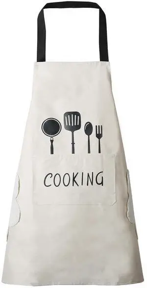 DILLMAN Women Kitchen Apron with Hand Wipe PocketsBig Pocket,Hand-wiping, Waterproof for Cooking Baking (WHITE) DILLMAN Women Kitchen Apron with Hand Wipe PocketsBig Pocket,Hand-wiping, Waterproof for Cooking Baking (WHITE)