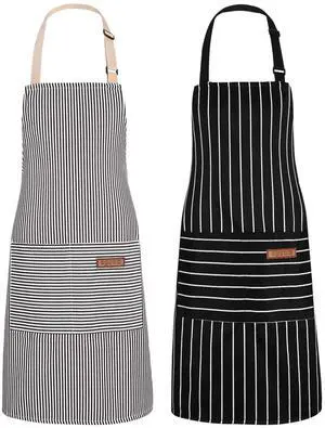 ZAIORD 2Pack Adjustable Kitchen Apron for Women Men with 2 PocketsCotton-Polyester Blend Bib Aprons for Cooking,Baking(Black+Grey) ZAIORD 2Pack Adjustable Kitchen Apron for Women Men with 2 PocketsCotton-Polyester Blend Bib Aprons for Cooking,Baking(Black+Grey)