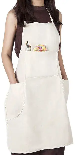 conda 100% Cotton Canvas Professional Bib Apron With 3 Pockets for Women Men Adults,Waterproof,Natural 31inch By 27inch conda 100% Cotton Canvas Professional Bib Apron With 3 Pockets for Women Men Adults,Waterproof,Natural 31inch By 27inch