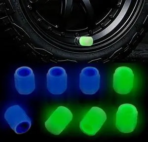 8PCS Glow-in-the-Dark Tire Valve Stem Caps for Cars, Bikes, Blue/Green 8PCS Glow-in-the-Dark Tire Valve Stem Caps for Cars, Bikes, Blue/Green