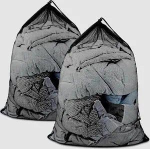 ZHEWTOEN Large Mesh Laundry Bags: 2 Pack 24" x 36" Heavy Duty Soft Breathable Machine Washable for College Dorm Travel Family Use Black ZHEWTOEN Large Mesh Laundry Bags: 2 Pack 24" x 36" Heavy Duty Soft Breathable Machine Washable for College Dorm Travel Family Use Black