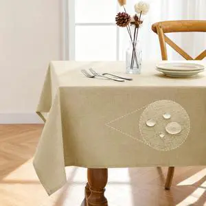 Pureegg Rectangle Linen Tablecloth Waterproof & Stain Resistant, Wrinkle-Free Table Cloth Adds Elegance and Protection, Ideal for Dining, Party, Wedding and Outdoor, 52 x 70 Inch, Beige Pureegg Rectangle Linen Tablecloth Waterproof & Stain Resistant, Wrinkle-Free Table Cloth Adds Elegance and Protection, Ideal for Dining, Party, Wedding and Outdoor, 52 x 70 Inch, Beige