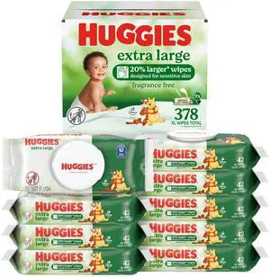 Extra Large Baby Wipes, Unscented, 9 Flip-Top Packs, 378 XL Wipes Total, Packaging May Vary Extra Large Baby Wipes, Unscented, 9 Flip-Top Packs, 378 XL Wipes Total, Packaging May Vary