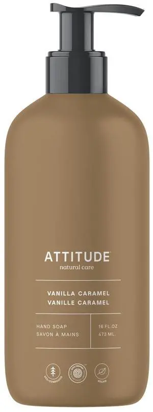 ATTITUDE Liquid Hand Soap, EWG Verified, Plant and Mineral-Based, Vegan Personal Care Products, Vanilla Caramel, 16 Fl Oz ATTITUDE Liquid Hand Soap, EWG Verified, Plant and Mineral-Based, Vegan Personal Care Products, Vanilla Caramel, 16 Fl Oz
