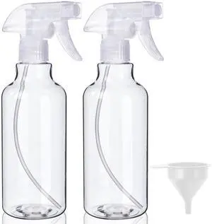 Plastic Spray Bottles (2-Pack, 16.9 Oz) Heavy Duty Spraying, Mist & Stream, Empty Water Sprayer Bottle for Cleaning Solutions, Essential Oils, Hair, Plants, BBQ, Dog Cat Behavior Correction (Clear) Plastic Spray Bottles (2-Pack, 16.9 Oz) Heavy Duty Spraying, Mist & Stream, Empty Water Sprayer Bottle for Cleaning Solutions, Essential Oils, Hair, Plants, BBQ, Dog Cat Behavior Correction (Clear)