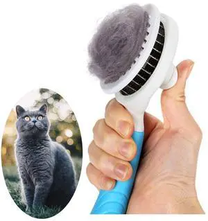 Self Cleaning Slicker Brush - Cat Brush Skin-Friendly Deshedding Grooming Massaging Tool for Long & Short Haired Pets, Cat Hair Brushes Easy Removes Undercoat for Dogs Cats Rabbits - UPGRADED, Blue Self Cleaning Slicker Brush - Cat Brush Skin-Friendly Deshedding Grooming Massaging Tool for Long & Short Haired Pets, Cat Hair Brushes Easy Removes Undercoat for Dogs Cats Rabbits - UPGRADED, Blue