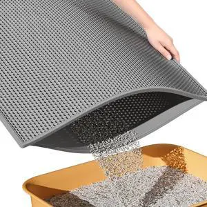 Cat Litter Mat, Cat Litter Trapping Mat, Honeycomb Double Layer Design, Easy to Clean,Washable (24 x 15 Gray Cat Litter Mat, Cat Litter Trapping Mat, Honeycomb Double Layer Design, Easy to Clean,Washable (24 x 15 Gray