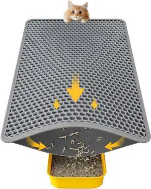 Cat Litter Mat - 23.2'' x 14.6'' Small Litter Trapping Mat, Easy to Clean Litter Box Mat, Waterproof, Urine-Proof, Non-Slip, Cat Toilet Training Systems Accessories, Grey Cat Litter Mat - 23.2'' x 14.6'' Small Litter Trapping Mat, Easy to Clean Litter Box Mat, Waterproof, Urine-Proof, Non-Slip, Cat Toilet Training Systems Accessories, Grey