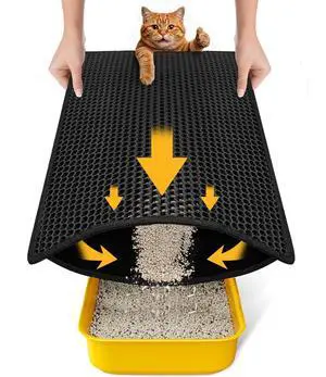 Cat Litter Mat Compact Size 23.6"x14.6" for Small Spaces, Upgrade Waterproof Leakproof Back Layer, Honeycomb Trapping Mat, Washable, Easy to Clean, Scatter Control Kitty Litter Matt, Black Cat Litter Mat Compact Size 23.6"x14.6" for Small Spaces, Upgrade Waterproof Leakproof Back Layer, Honeycomb Trapping Mat, Washable, Easy to Clean, Scatter Control Kitty Litter Matt, Black