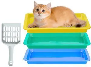 3 Pcs Kitten Litter Box,9.6"*7.2''*0.9'' Plastic Portable Small Litter Pan Low Entry Waterproof Bunny Cat Litter Box,Multi Color Nonstick Litter Tray Travel Toilet for Small Pet Guinea Pig Rabbit 3 Pcs Kitten Litter Box,9.6"*7.2''*0.9'' Plastic Portable Small Litter Pan Low Entry Waterproof Bunny Cat Litter Box,Multi Color Nonstick Litter Tray Travel Toilet for Small Pet Guinea Pig Rabbit