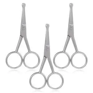 Chsoejuf 3 PCS Nose Hair Scissors, Professional Stainless Steel Eyebrow Scissors, Safety Small Sicssor for Men Women, Rounded Tip Design Facial Hair Trimming for Nose Grooming Mustache Beard(Silver) Chsoejuf 3 PCS Nose Hair Scissors, Professional Stainless Steel Eyebrow Scissors, Safety Small Sicssor for Men Women, Rounded Tip Design Facial Hair Trimming for Nose Grooming Mustache Beard(Silver)
