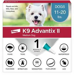 K9 Advantix II Medium Dog Vet-Recommended Flea, Tick & Mosquito Treatment & Prevention | Dogs 11-20 lbs. | 1-Mo Supply K9 Advantix II Medium Dog Vet-Recommended Flea, Tick & Mosquito Treatment & Prevention | Dogs 11-20 lbs. | 1-Mo Supply