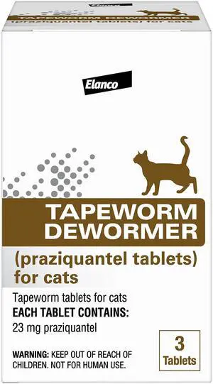Elanco Tapeworm Dewormer (praziquantel tablets) for Cats and Kittens 6 Weeks and Older, 3-count Elanco Tapeworm Dewormer (praziquantel tablets) for Cats and Kittens 6 Weeks and Older, 3-count