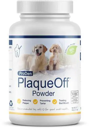 ProDen PlaqueOff Powder for Pets - Cat & Dog Breath Freshener - Plaque & Tartar Remover for Pet Oral Care - 60g ProDen PlaqueOff Powder for Pets - Cat & Dog Breath Freshener - Plaque & Tartar Remover for Pet Oral Care - 60g