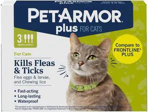PetArmor Plus Flea and Tick Prevention for Cats, Cat Flea and Tick Treatment, 3 Doses, Waterproof Topical, Fast Acting, Cats Over 1.5 lbs PetArmor Plus Flea and Tick Prevention for Cats, Cat Flea and Tick Treatment, 3 Doses, Waterproof Topical, Fast Acting, Cats Over 1.5 lbs