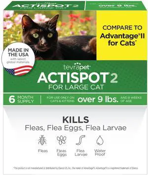 TevraPet Actispot II Flea Treatment for Large Cats 9+ lbs | 6 Doses | Powerful Prevention and Control TevraPet Actispot II Flea Treatment for Large Cats 9+ lbs | 6 Doses | Powerful Prevention and Control