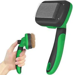 Dipoo Self Cleaning Deshedding Brush for Dogs & Cats - Skin Friendly Grooming Tool with Hair Removal for Haired Pets, Green Dipoo Self Cleaning Deshedding Brush for Dogs & Cats - Skin Friendly Grooming Tool with Hair Removal for Haired Pets, Green