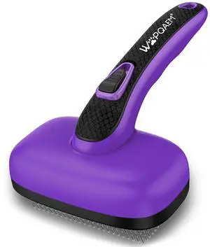 WOPQAEM Self Cleaning Slicker Brush for Dog and Cat Shedding, Purple WOPQAEM Self Cleaning Slicker Brush for Dog and Cat Shedding, Purple